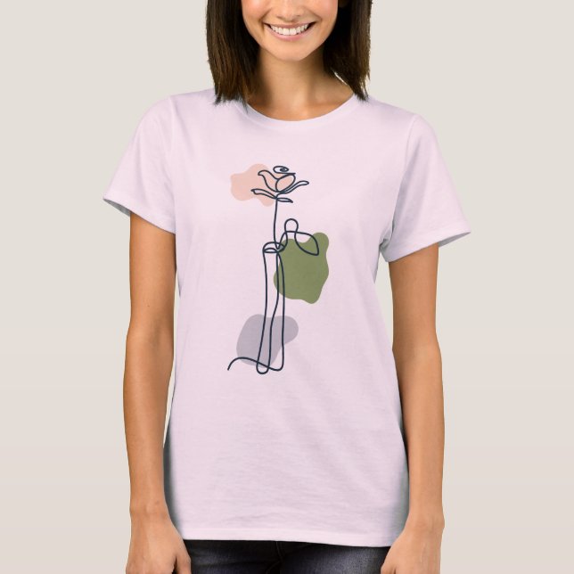 T-shirt Fleur Rose Abstrait (Devant)