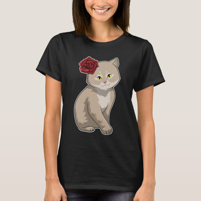 T-shirt Fleur Rose Chat (Devant)