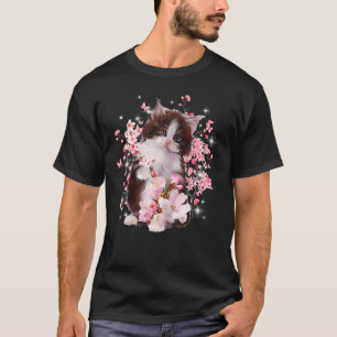 T-shirt Fleur Rose Chat Femme Pour Chat