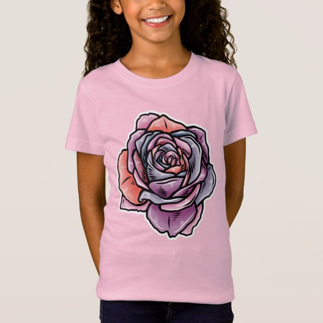 T-Shirt Fleur Rose coloré (Devant)