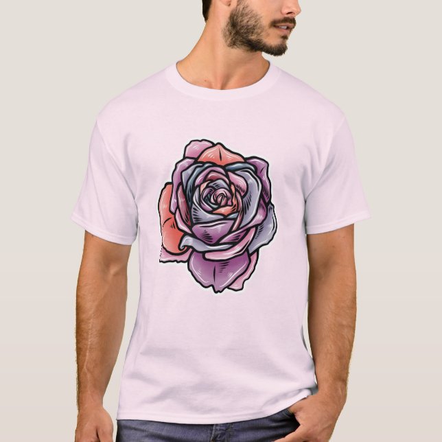 T-shirt Fleur Rose coloré (Devant)