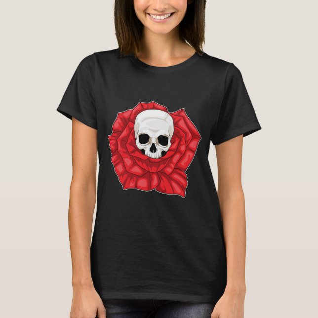 T-shirt Fleur Rose crâne (Devant)
