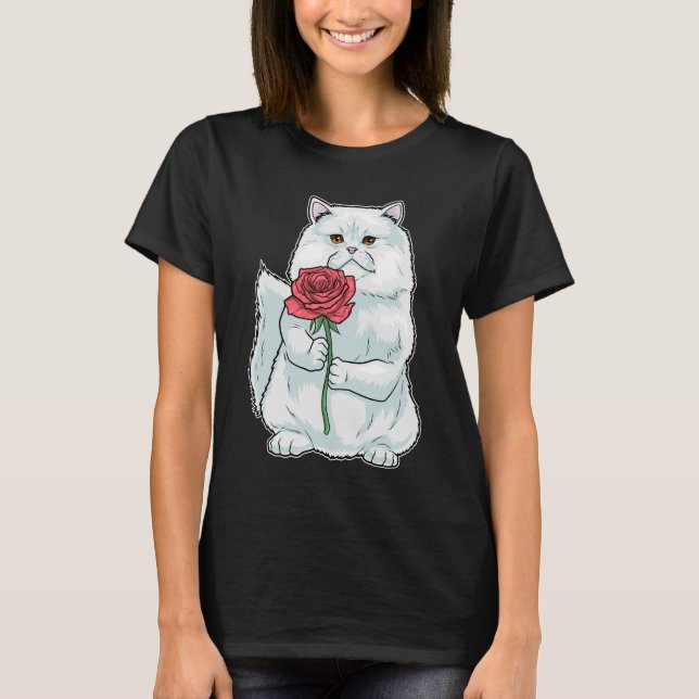 T-shirt Fleur Rose de chat perse (Devant)