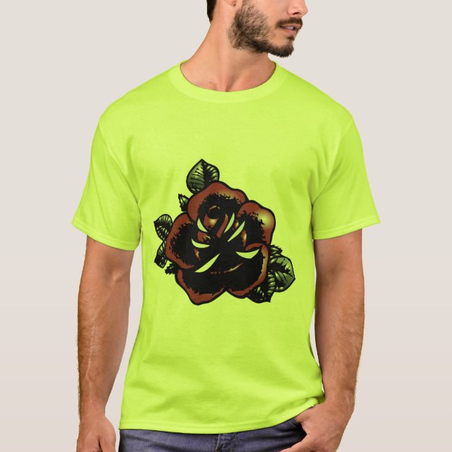 T-shirt fleur rose feuille tattoo (Devant)