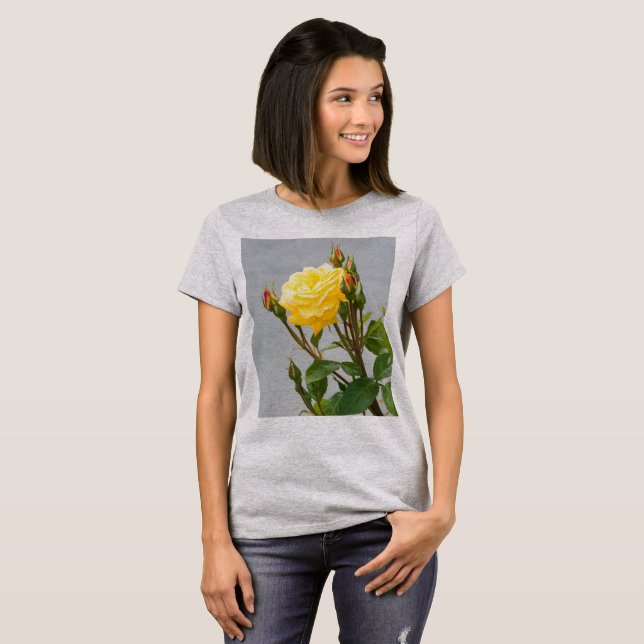 T-shirt Fleur rose jaune (Devant entier)