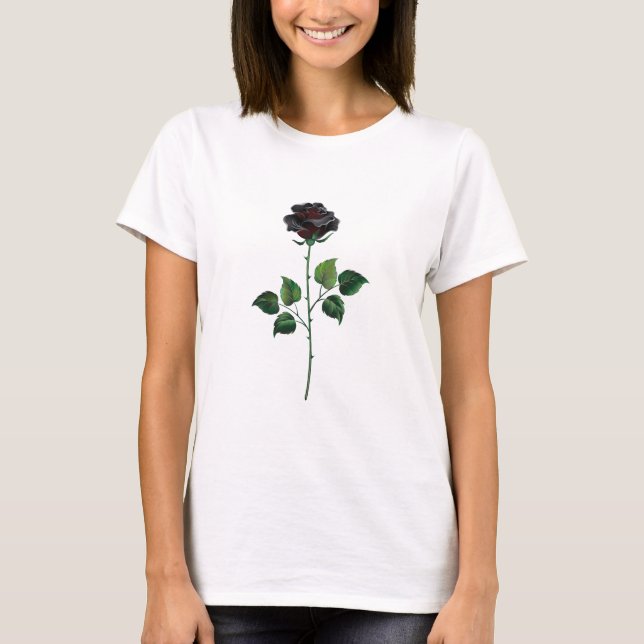 T-shirt Fleur rose noire (Devant)