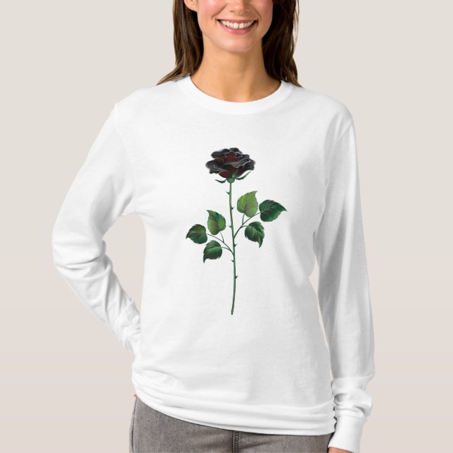 T-shirt Fleur rose noire (Devant)