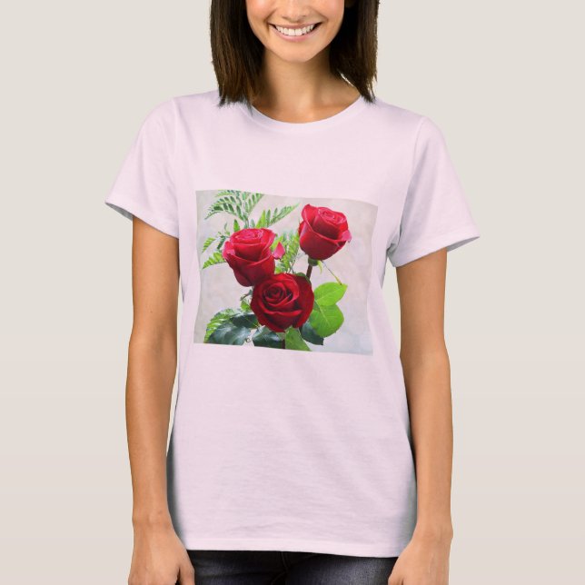 T-shirt Fleur rose rouge (Devant)