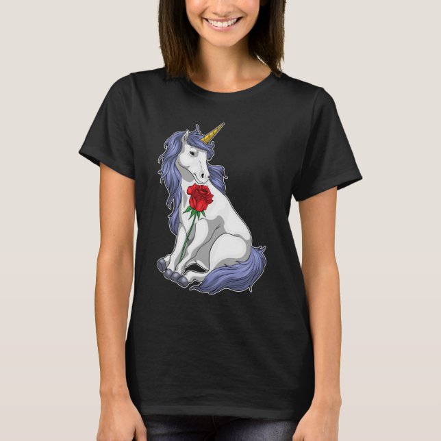T-shirt Fleur Rose Unicorne (Devant)