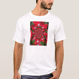 T-shirt Fleur Rouge Naturelle Blanc Plumes Kaleidoscope Ar