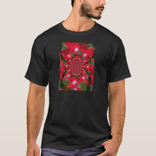 T-shirt Fleur Rouge Naturelle Blanc Plumes Kaleidoscope Ar