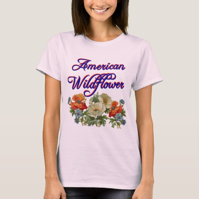 T-shirt Fleur sauvage américain Patriotique Gardener Art (Devant)