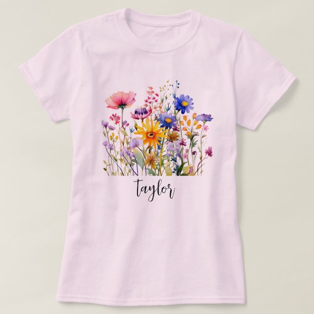 T-shirt Fleur sauvage aquarelle (Design devant)