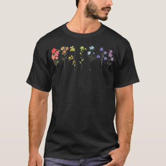 T-shirt Fleur Sauvage Arc-en-ciel Lgbt Lesbienne Gay Bisex