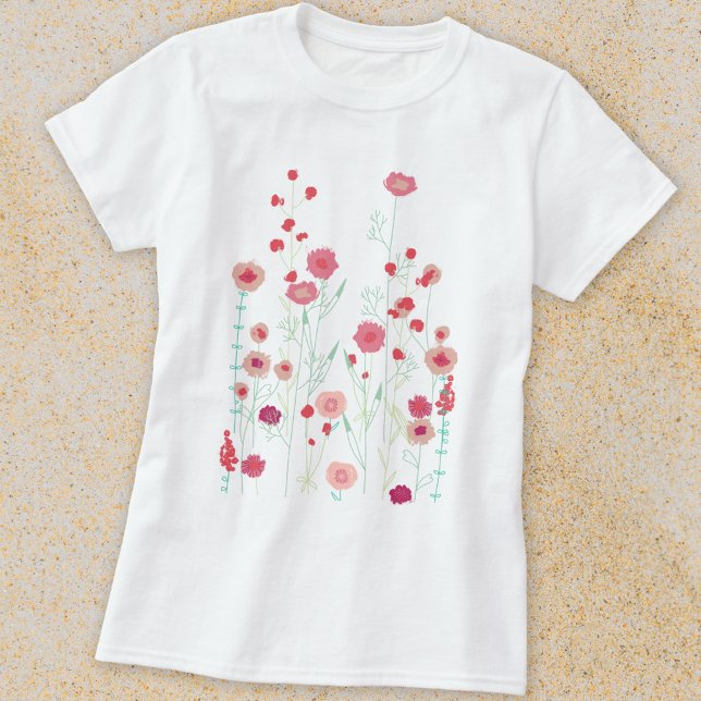 T-shirt Fleur sauvage Boho (Wildflower painting boho t-shirt)