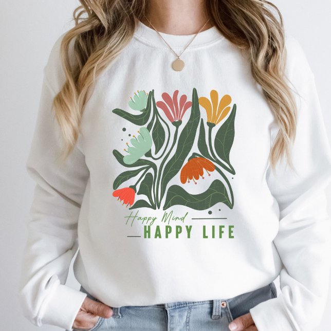 T-shirt fleur sauvage Happy Mind Happy Life (Créateur téléchargé)