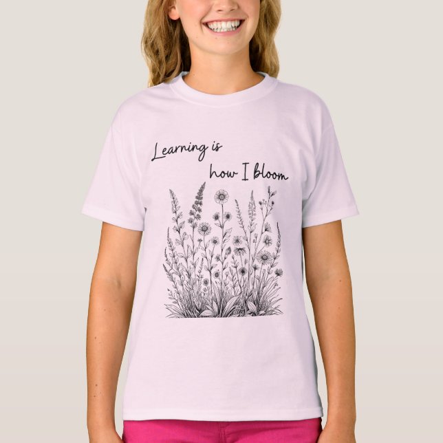 T-shirt Fleur sauvage Line Dessin Apprendre comment je fle (Devant)