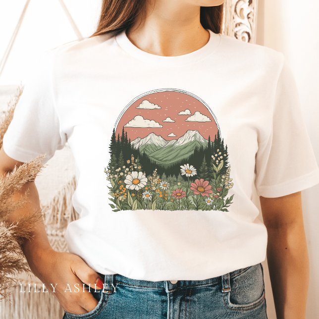 T-shirt fleur sauvage Park Daisies pour femmes (Créateur téléchargé)