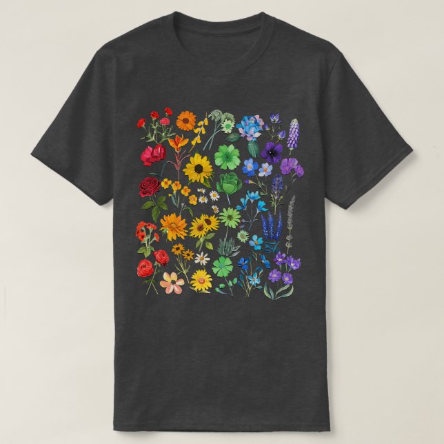 T-shirt Fleur sauvage Rainbow Flower Pride Lgbt (Design devant)