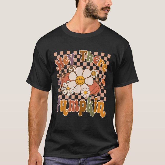 T-shirt Fleur super Hey Il Citrouille Automne Merci (Devant)