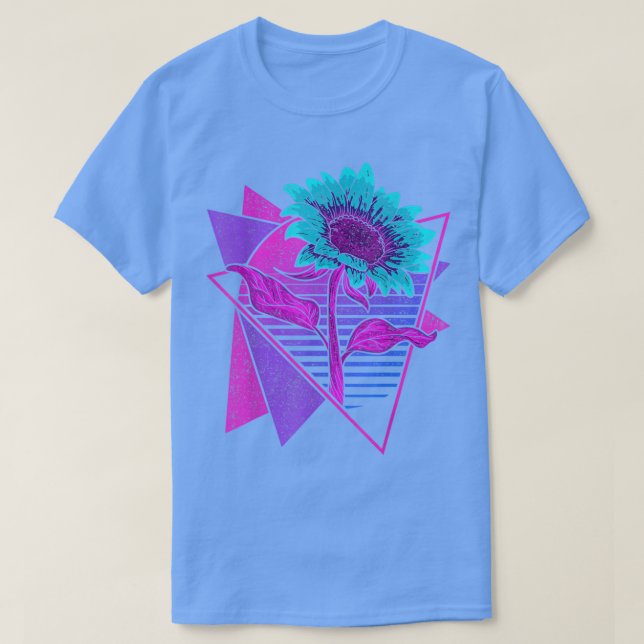 T-shirt Fleur Synthwave esthétique Rétro Art Vaporwave Sun (Design devant)