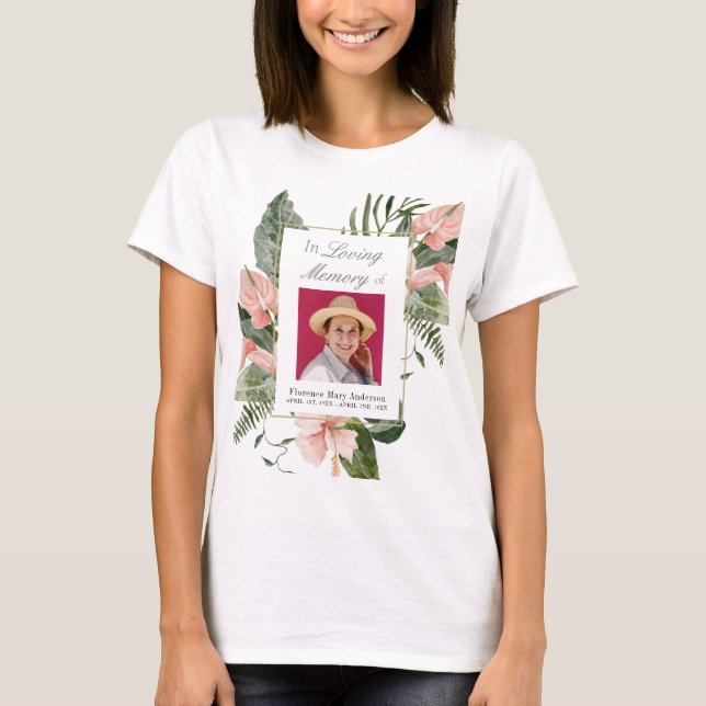 T-shirt Fleur tropicale rose - Mémorial en souvenir affect (Devant)