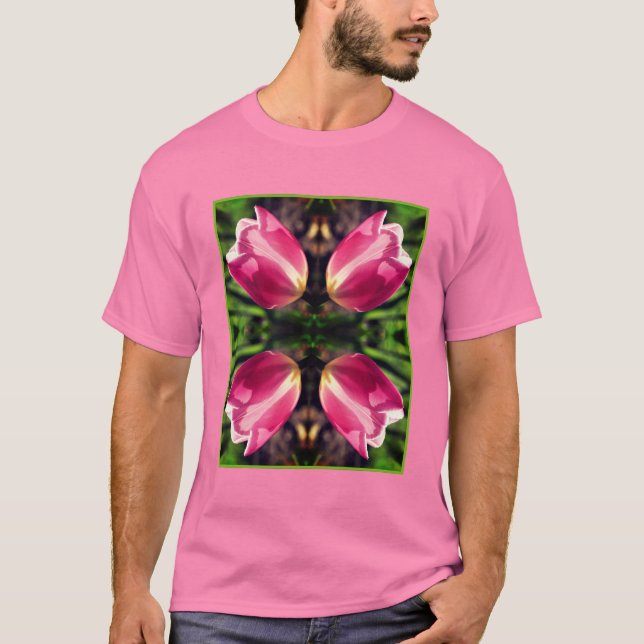 T-shirt Fleur Tulipe Rose Au Soleil Abstrait (Devant)