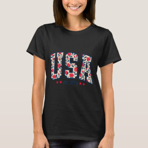 T-shirt Fleur USA Ét 1776 Fleur Sauvage Patriotique 4 Juil