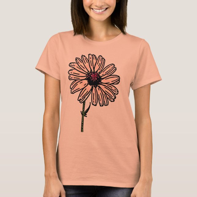 T-shirt Fleur Vintage Dusty Rose Daisy (Devant)