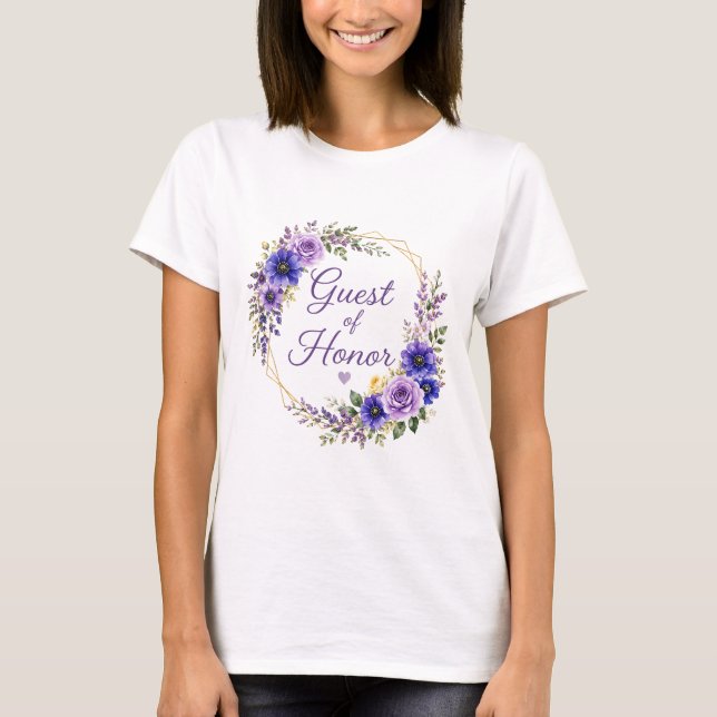 T-shirt Fleur violet jaune Invitée d'honneur Anniversaire (Devant)