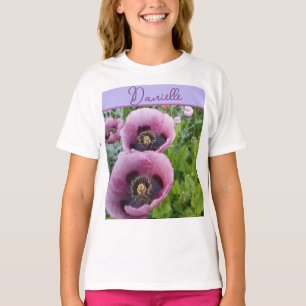 T-shirt Fleur violette de pavot nom de filles anniversaire