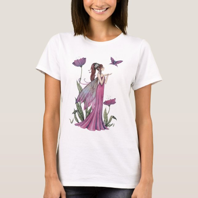 T-shirt Fleur violette et Imaginaire papillon (Devant)