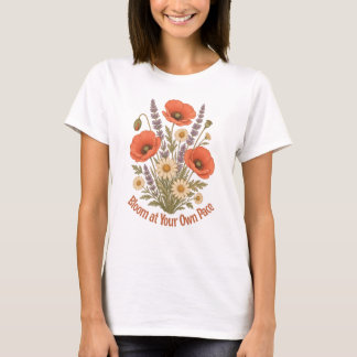 T-shirt fleuri 'Épanouis à ton propre rythme'
