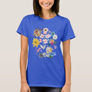 T-shirt fleuri femme bleu avec imprimé fleur