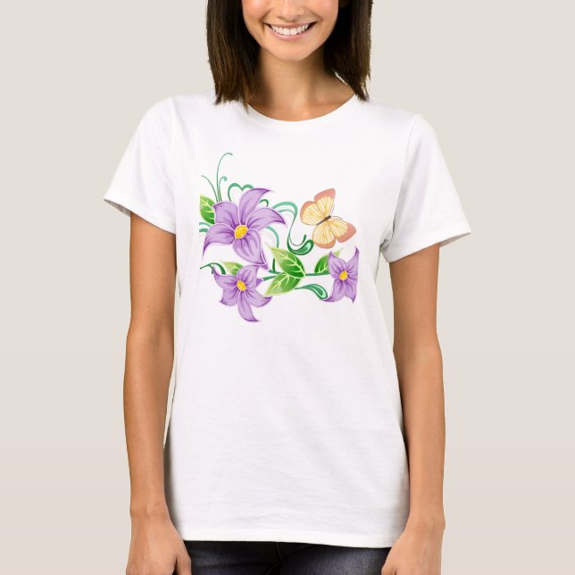 T-shirt fleuri pour fille (Devant)