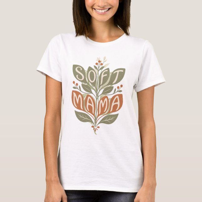 T-Shirt Fleurie Rétro Douce Maman Folk (Devant)