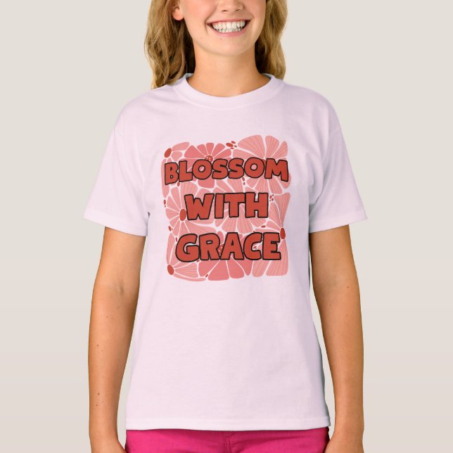 T-shirt fleurir avec grâce fleur sauvage rose (Devant)