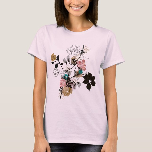 T-shirt Fleurs Abstraites Chemise (Devant)
