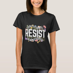 T-shirt Fleurs anti-Trump Résiste Pas Mon Président - Noir