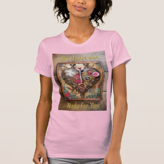 T-shirt Fleurs au rouge à lèvres Coeur Série Steampunk
