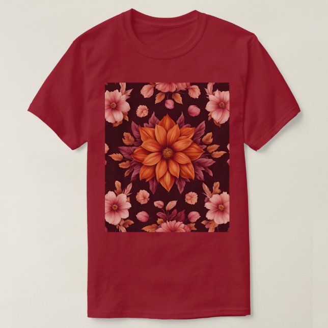 T-shirt Fleurs Automnes Maroon (Design devant)
