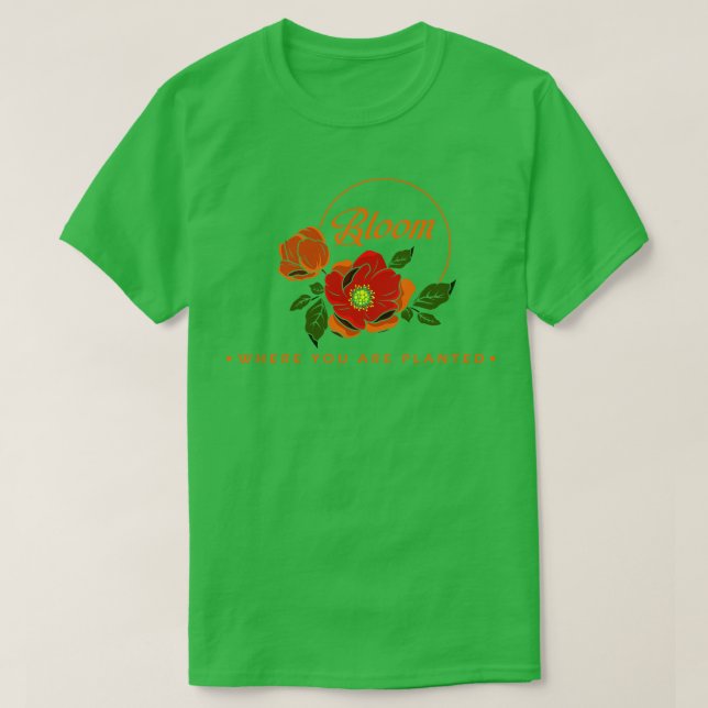 T-shirt Fleurs aux Feuilles oranges (Design devant)