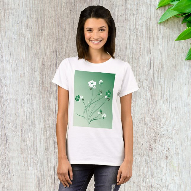 T-shirt Fleurs Blanches Et Vertes (Créateur téléchargé)