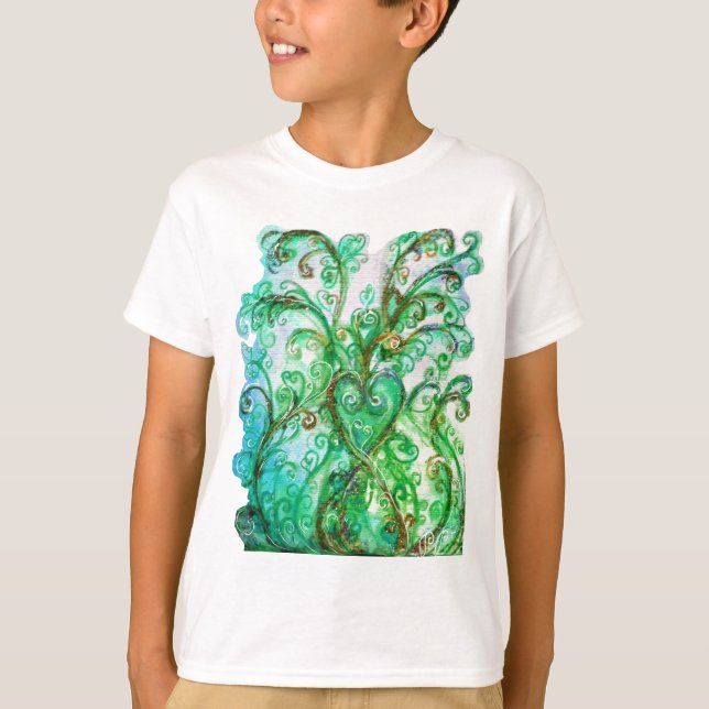 T-shirt FLEURS BLANCHES vert vif bleu jaune (Devant)