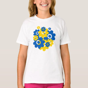 T-shirt Fleurs bleu et jaune