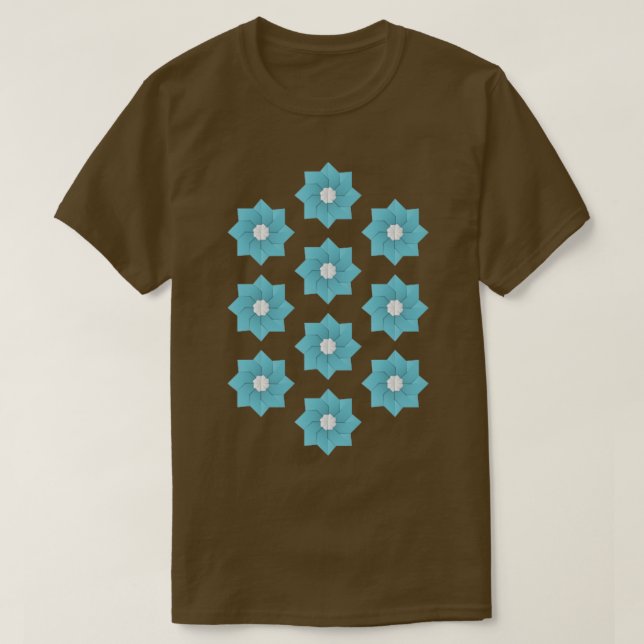 T-shirt Fleurs bleues d'Origami (Design devant)