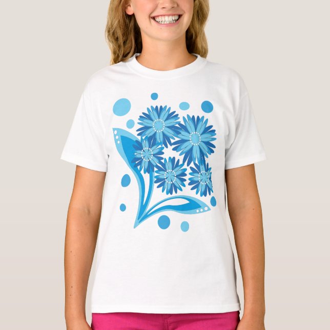 T-shirt Fleurs bleues d'origine (Devant)