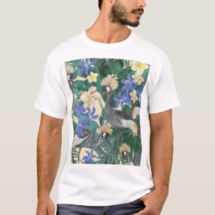 T-shirt Fleurs Bleues Plumeria, Aquarelle Sans Couleur.