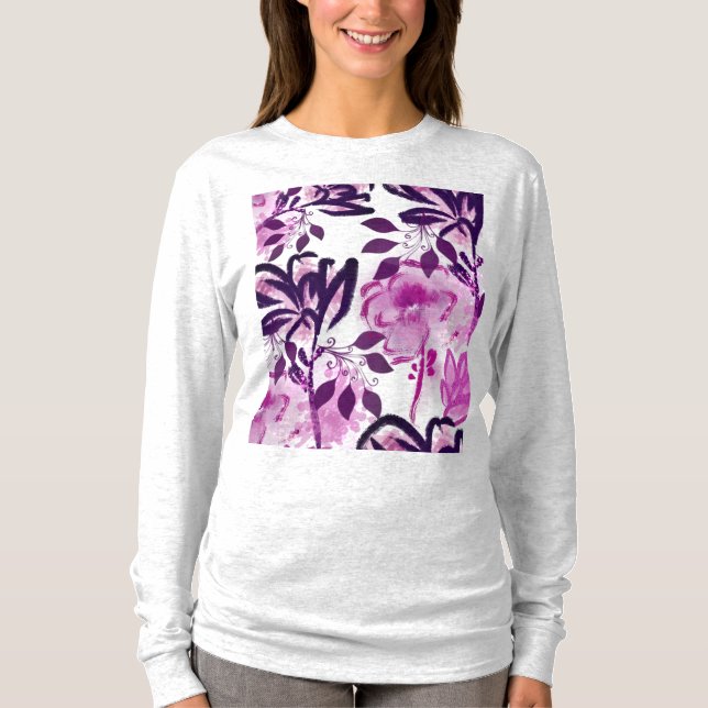 T-shirt Fleurs Bourgogne rose Motif botanique (Devant)