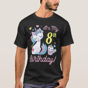 T-shirt Fleurs Chat 8 Ans Jour Heureux Moi C'est Mon 8ème